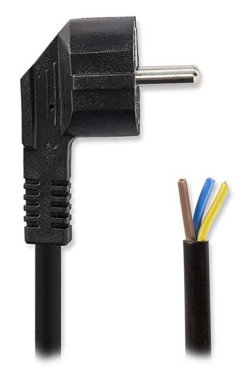 NEDIS napájecí kabel/ zástrčka Typ F/ úhlový - přímý/ poniklovaný/ černý/ bulk/ 1,8m