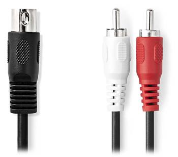 NEDIS redukční audio kabel DIN/ 5pin zástrčka DIN - 2× zástrčka RCA/ černý/ bulk/ 1m