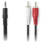 NEDIS redukční stereo audio kabel s jackem/ zástrčka 3,5 mm - 2x zástrčka RCA/ černý/ bulk/ 3m