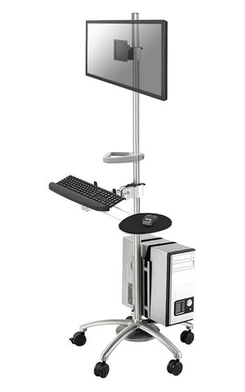 Neomounts FPMA-MOBILE1800 / Mobile Workplace Floor Stand (monitor, keyboard/mouse & PC) / Silver