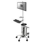 Neomounts  FPMA-MOBILE1800 / Mobile Workplace Floor Stand (monitor, keyboard/mouse & PC) / Silver
