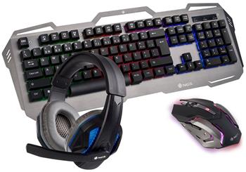 NGS GBX-1500/ Herní set klávesnice s myší a headsetem/ CZ+SK layout