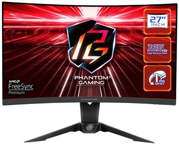 Phantom Gaming by Asrock monitor PG27Q15R2A prohnutý 27"/VA/2560x1440/165Hz/ 550cd/m2 / 1ms/DP/ 2x HDMI/repro/Wifi ant