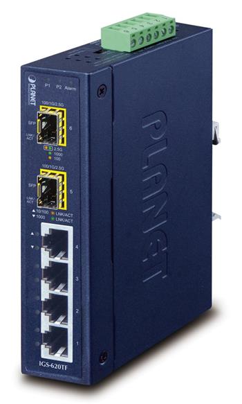 Planet IGS-620TF Průmyslový Switch 4x 10/100/1000Base-T, 2x 100/1G/2.5GBase-X SFP, -40~+75°C