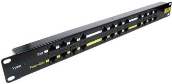 POE panel 12 portů, 1U pro rack 19", černý