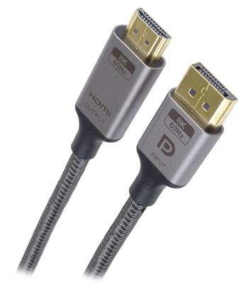 PremiumCord DisplayPort 1.4 na HDMI2.1 kabel pro rozlišení 8K@60Hz,4K@144Hz, 2m