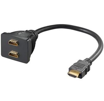 PremiumCord rozdvojka HDMI M - 2x F konektory/ 30cm/ černá