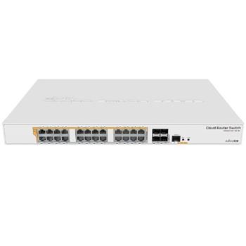 ROZBALENO - MikroTik Cloud Router Switch CRS328-24P-4S+RM, 800MHz CPU, 512MB, 24xGLAN, 4xSFP+cage, ROS L5, PSU,1U RM