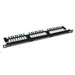 Solarix - 19" Patch panel 24xRJ45 CAT5E UTP 0,5U černý