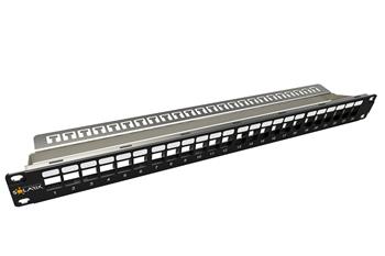 Solarix - patch panel modulární neosazený 24 portů, černý 1U