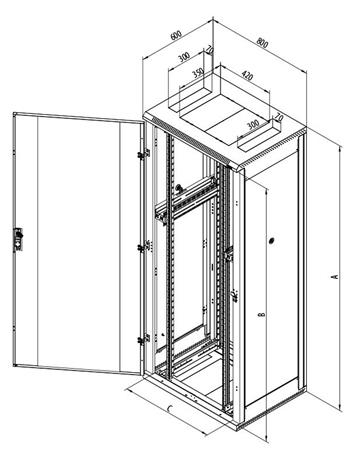 Stojanový rozvaděč 42U (š)600x(h)800 perf.dveře