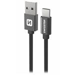 Swissten Datový kabel Textile USB / USB-C 0,5 m černý