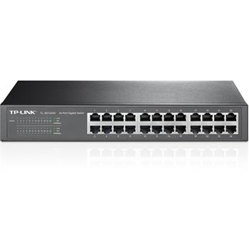 TP-Link TL-SG1024D, 24 port Gigabit Desktop/Rack Switch, 24x 10/100/1000M RJ45 ports, 13" rack-mountable, steel case