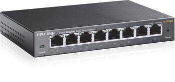 TP-Link TL-SG108E, 8 port Gigabit Easy Smart Switch, 8x 10/100/1000M RJ45, IGMP, MTU, Tag-Based, VLAN, QoS, steel case