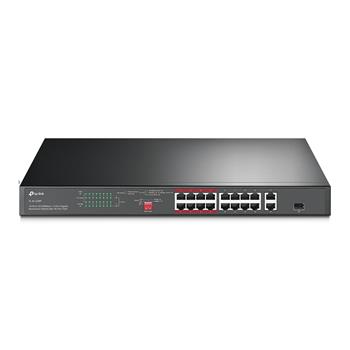 TP-Link TL-SL1218P, 16portový 10/100 Mb/s + 2portový gigabitový switch do racku s 16 porty PoE+