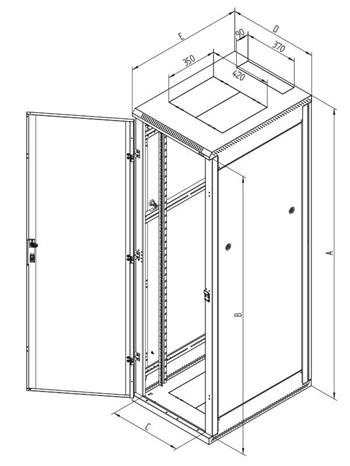 Triton 19" rozvaděč stojanový 47U/600x800, skleněné dveře, černá barva, nosnost 400Kg