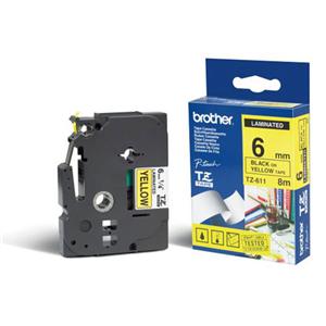 Brother - Originální kazeta s páskou TZE-611, žlutá/černá, šířka 6mm