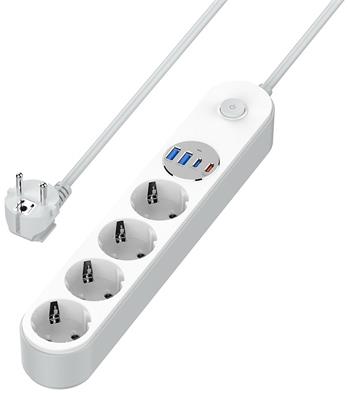 COLORWAY Prodlužovací napájecí přívod/ 4x Schuko/ 2x USB-C 20W/ 2x USB-A/ kabel 2m