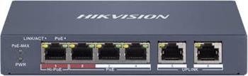 Hikvision DS-3E1106HP-EI - Smart switch 1x 100TX HI-PoE + 3x 100TX PoE; 2x 100TX uplink, 60W, Super Po