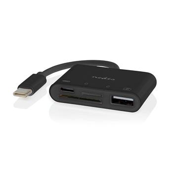 Nedis CCGB64780BK01 - USB hub| 1x USB-C | 1x USB A / 1x USB-C | 4 Porty port(s) | USB 2.0 | Napájení z USB | SD & Micr