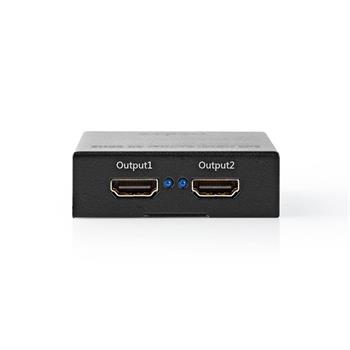 Nedis VSPL3472AT - HDMI Rozbočovač | 2 Porty port(s) | Vstup HDMI | 2x výstup HDMI | 4K@60Hz | 18 Gbps | Kov | černý