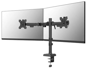 Neomounts NERO Double Flat Screen Desk Mount 10-32 " (phone holder+Quick-fix clamp/grommet)