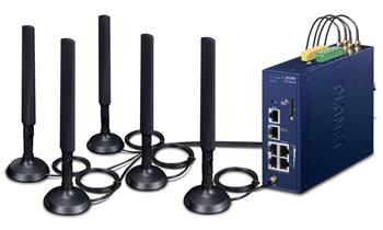 Planet LCG-300-NR IoT LoRaWAN průmyslová brána, 5G/4G, 5x LAN 1Gb, DIN, IP30, -40/+75C, 9-54VDC