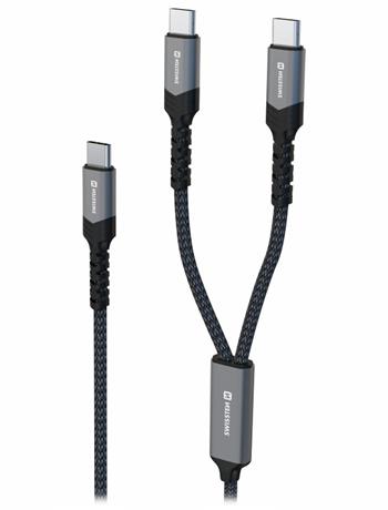 Swissten nabíjecí kabel 2v1 100w USB-C / 2x USB-C 1,5 m černý