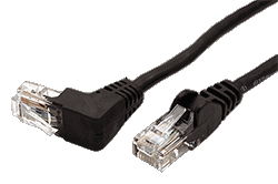 UTP patchkabel kat. 5e, 1 lomený konektor (90°), černý, 10m