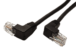 UTP patchkabel kat. 5e, lomené konektory (90°), černý, 10m