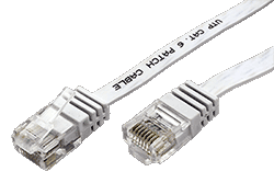 UTP patchkabel kat. 6, plochý, bílý, 1m