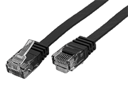 UTP patchkabel kat. 6, plochý, černý, 15m