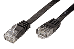 UTP patchkabel kat. 6, plochý, černý, 3m