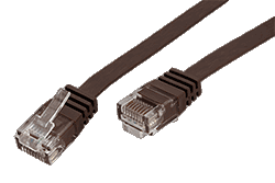 UTP patchkabel kat. 6, plochý, hnědý, 3m