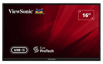 ViewSonic VA1650 16" 16:9 1920 x 1080 SuperClear® IPS přenosný monitor, HDMI,2 USB type C, ochranný obal