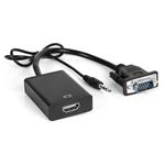 XtendLan Konvertor VGA (M) na HDMI (F), s audio propojením (jack 3,5mm), napájení přes USB micro (B), do 1080p